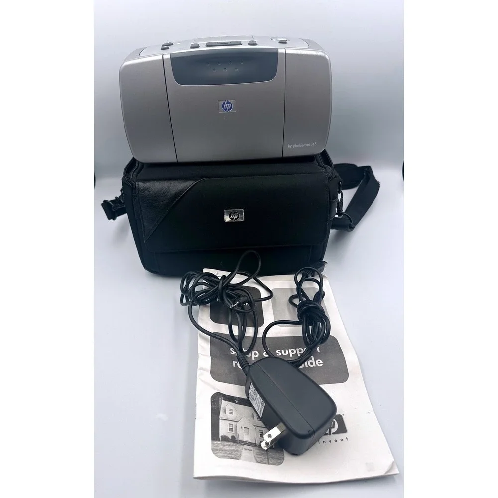 HP PHOTOSMART 145 Q3025A Digital Photo Printer Portable Bag w/Accessories WORKS